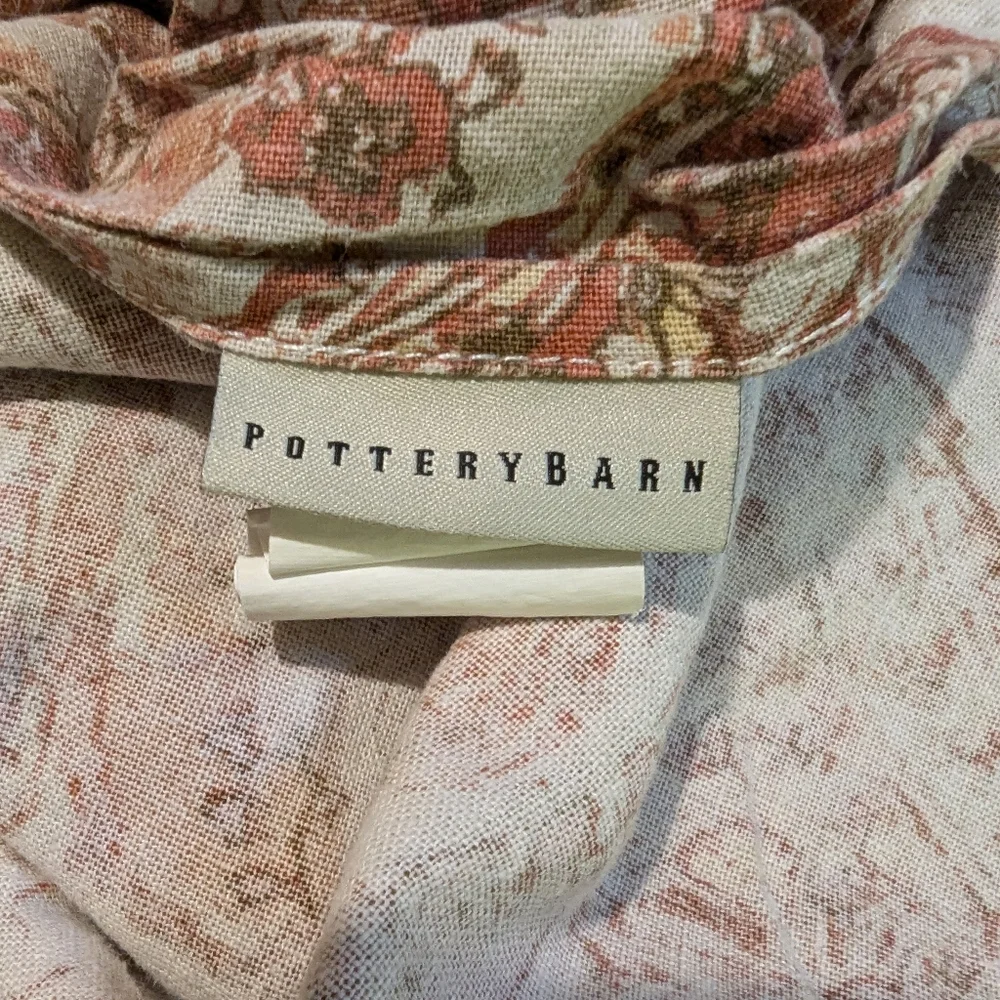 Fresco pattern pottery barn linen blend duvet cover queen Paisley terra cotta